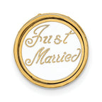 14K Polished Enameled JUST MARRIED 3-D Wedding Cake Pendant