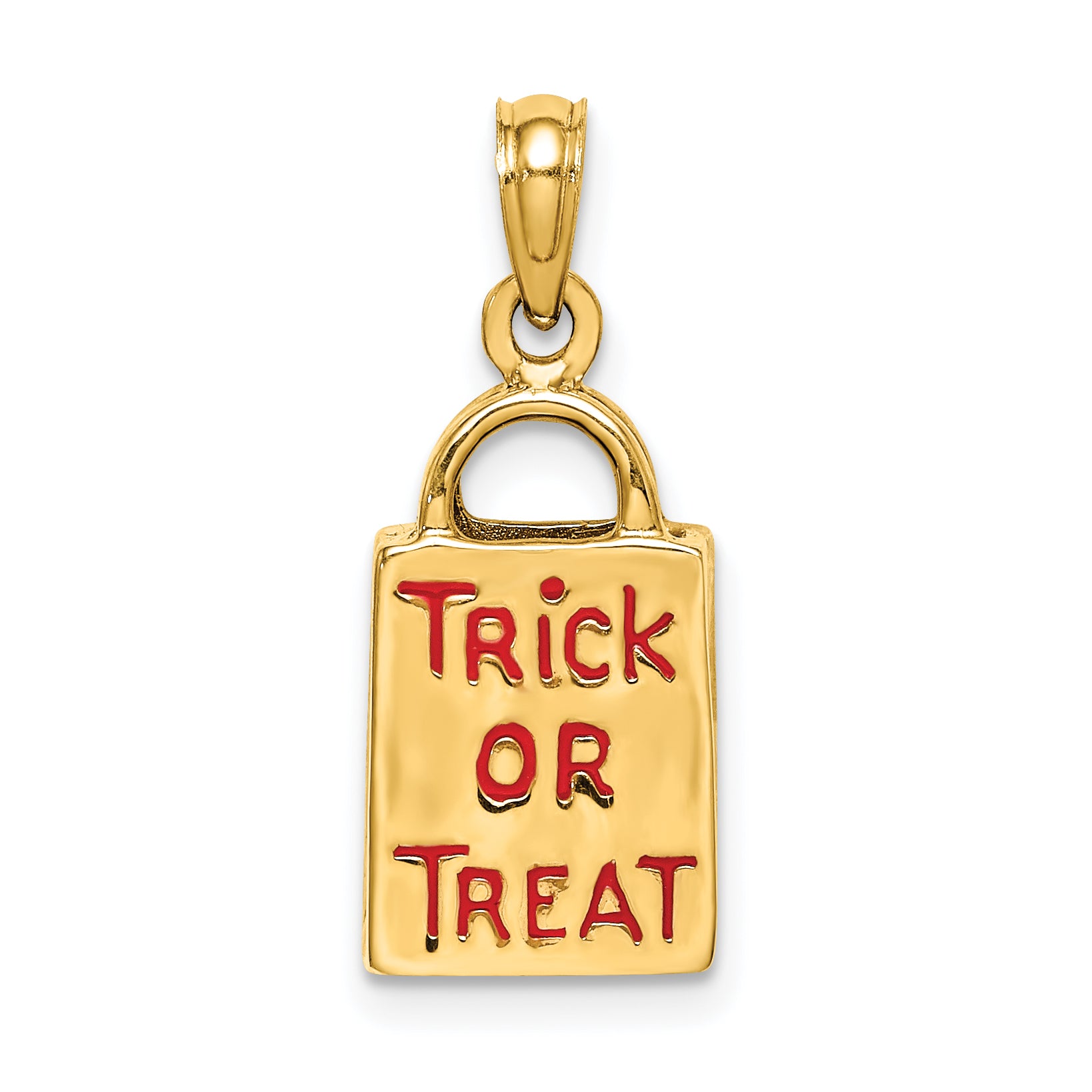 14K 3-D Enameled Jack-o-Lantern Trick or Treat Bag Charm