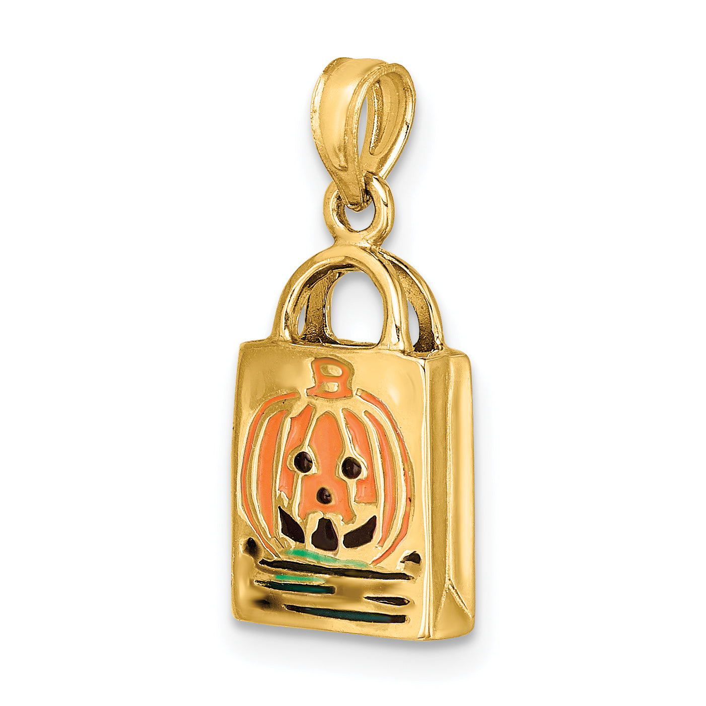 14K 3-D Enameled Jack-o-Lantern Trick or Treat Bag Charm Main image