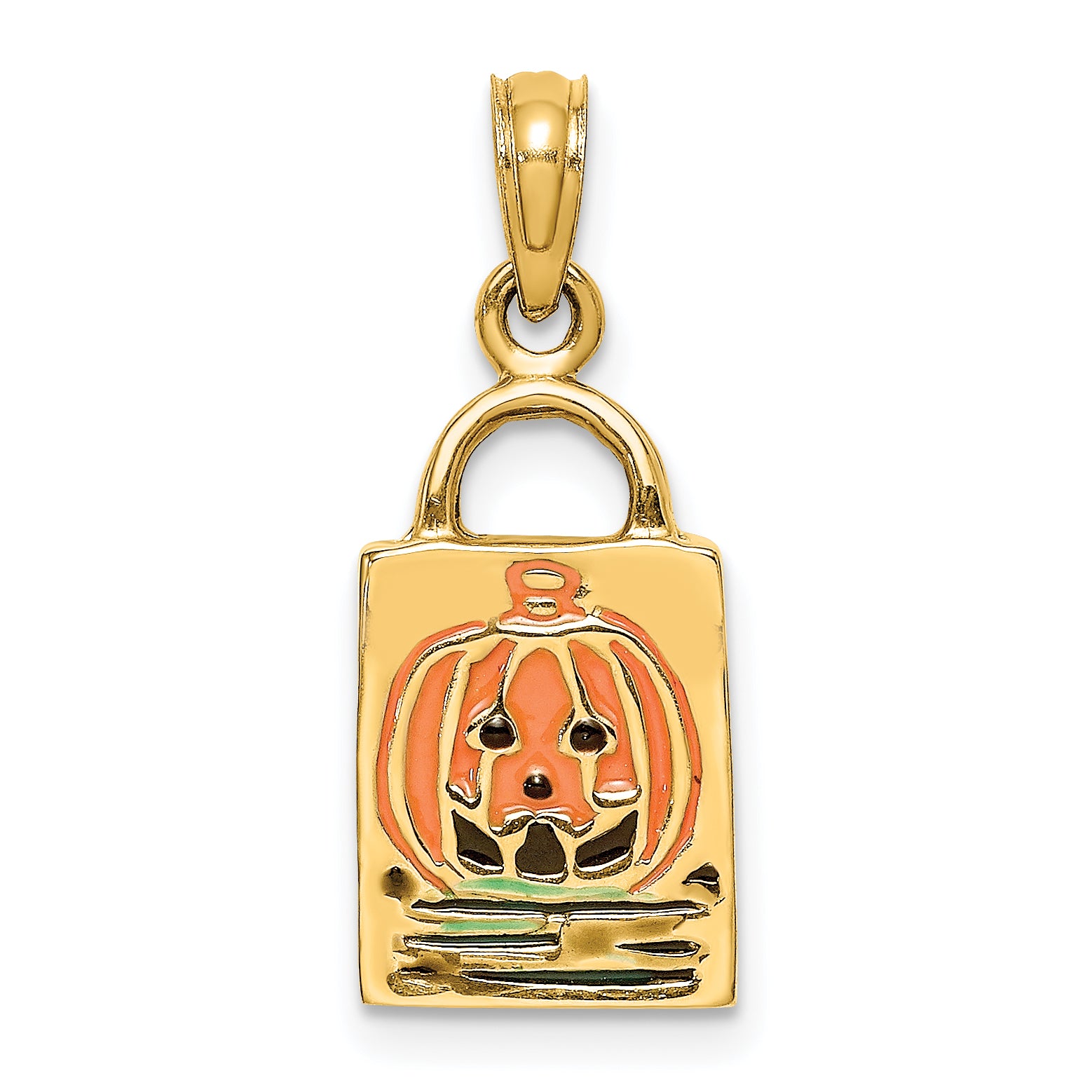 14K 3-D Enameled Jack-o-Lantern Trick or Treat Bag Charm Secondary image