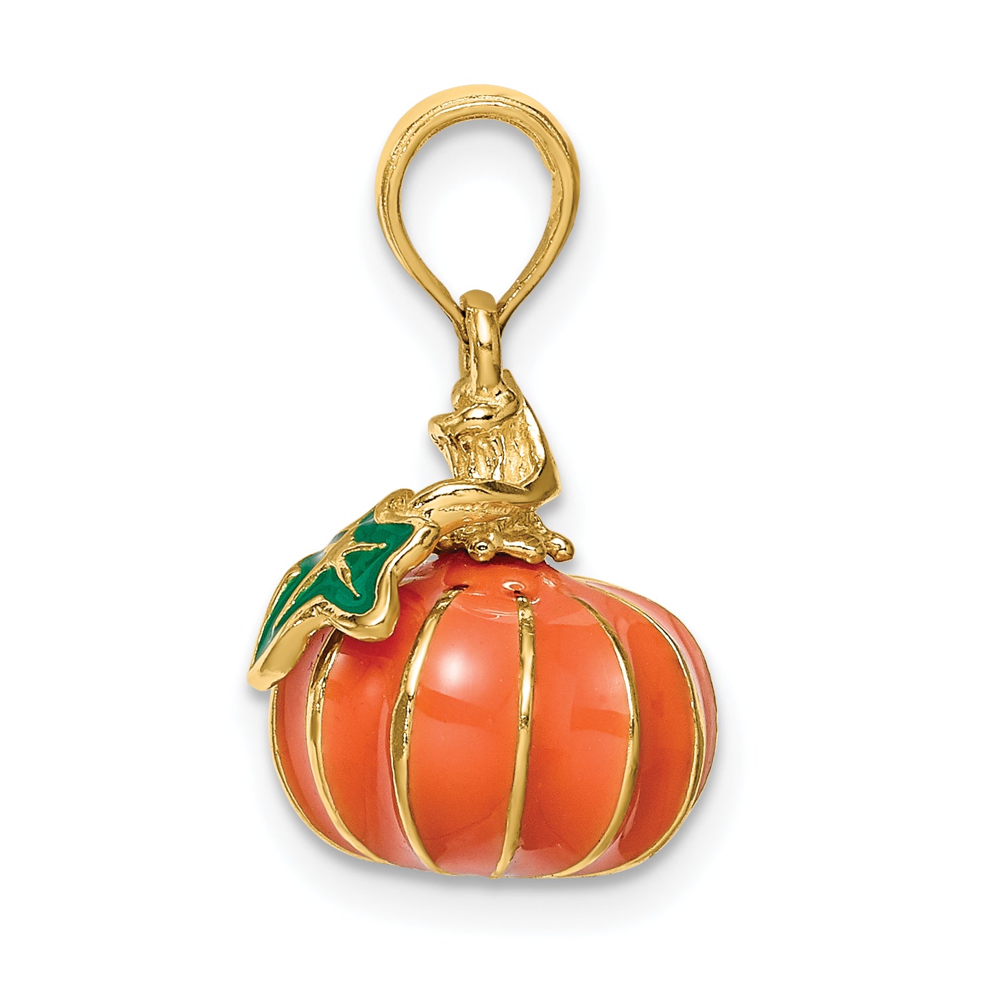 14K 3-D Enameled Pumpkin Charm Secondary image