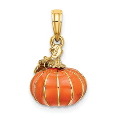 14K 3-D Enameled Pumpkin Charm