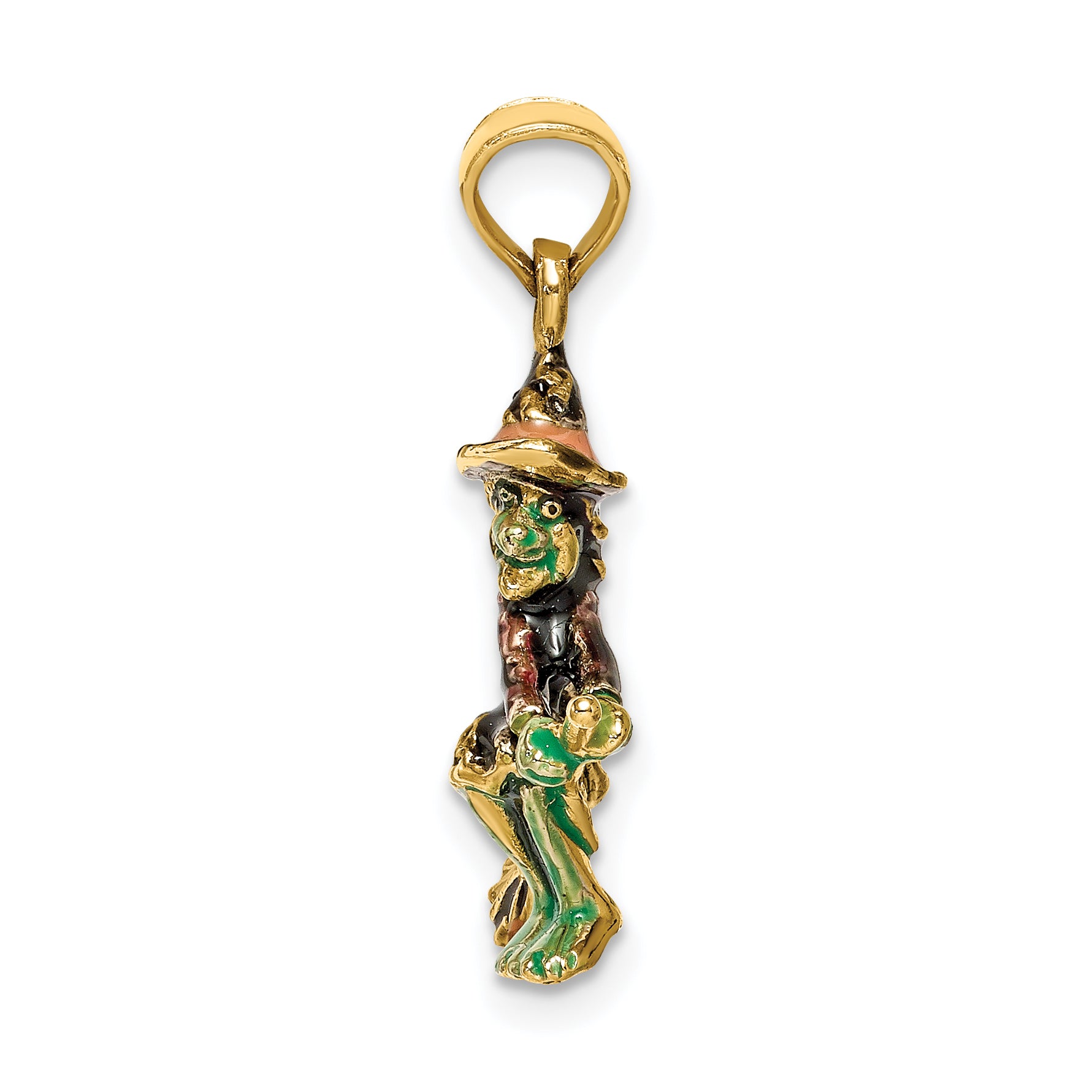 14K 3-D Enameled Witch Flying on Broom Charm Secondary image