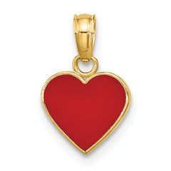 14K Polished Enameled Heart Pendant