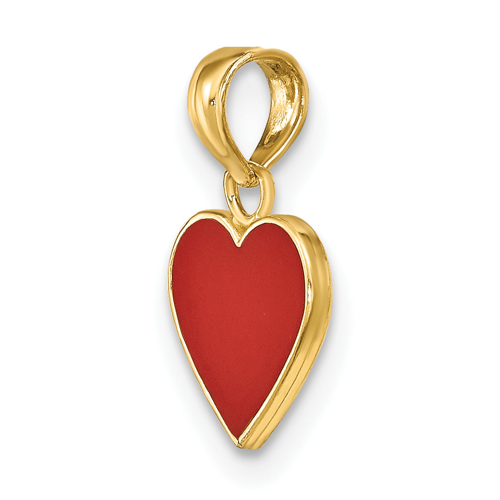 14K Polished Enameled Heart Pendant
