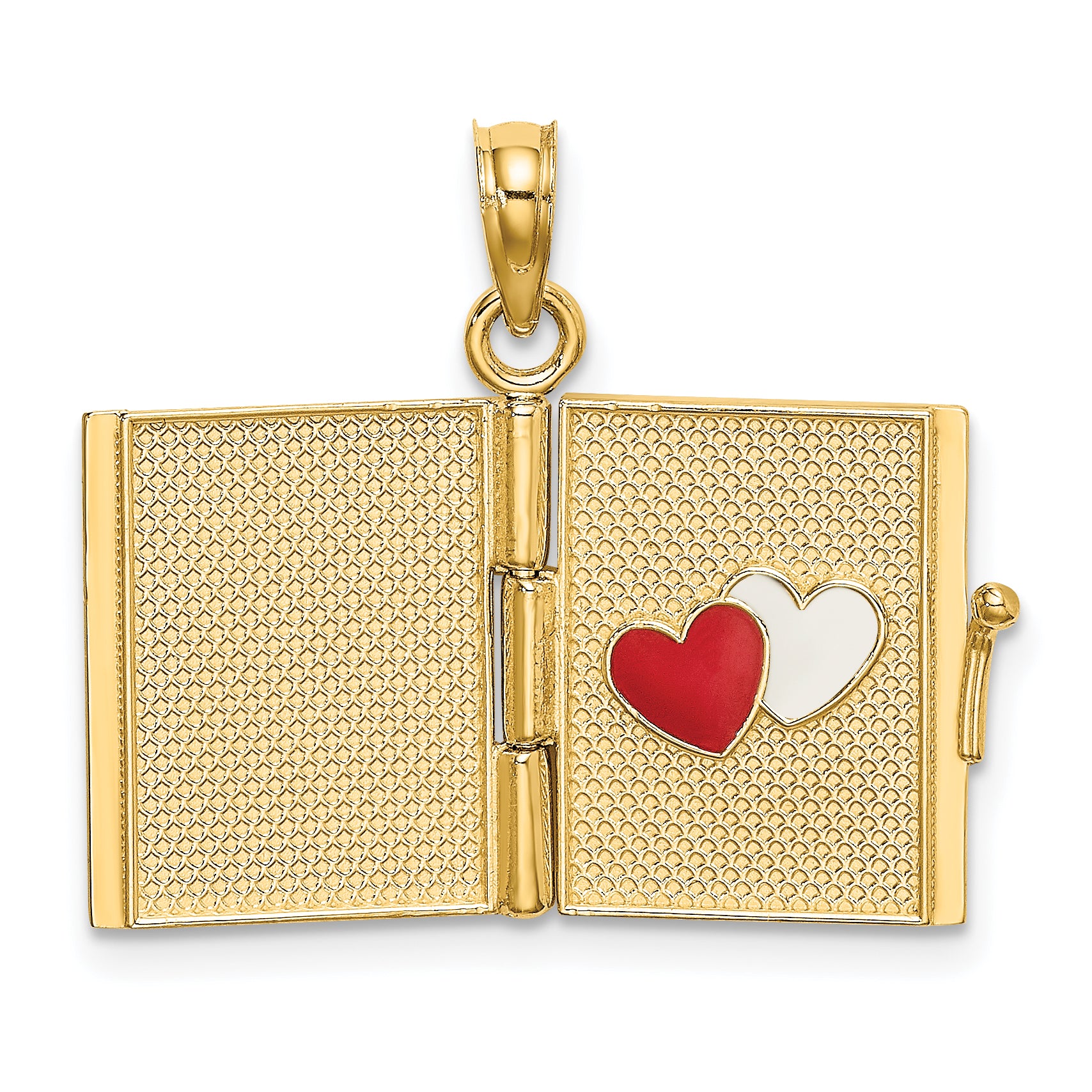 14K Enameled 3D Moveable MY LOVE STORY Book Pendant