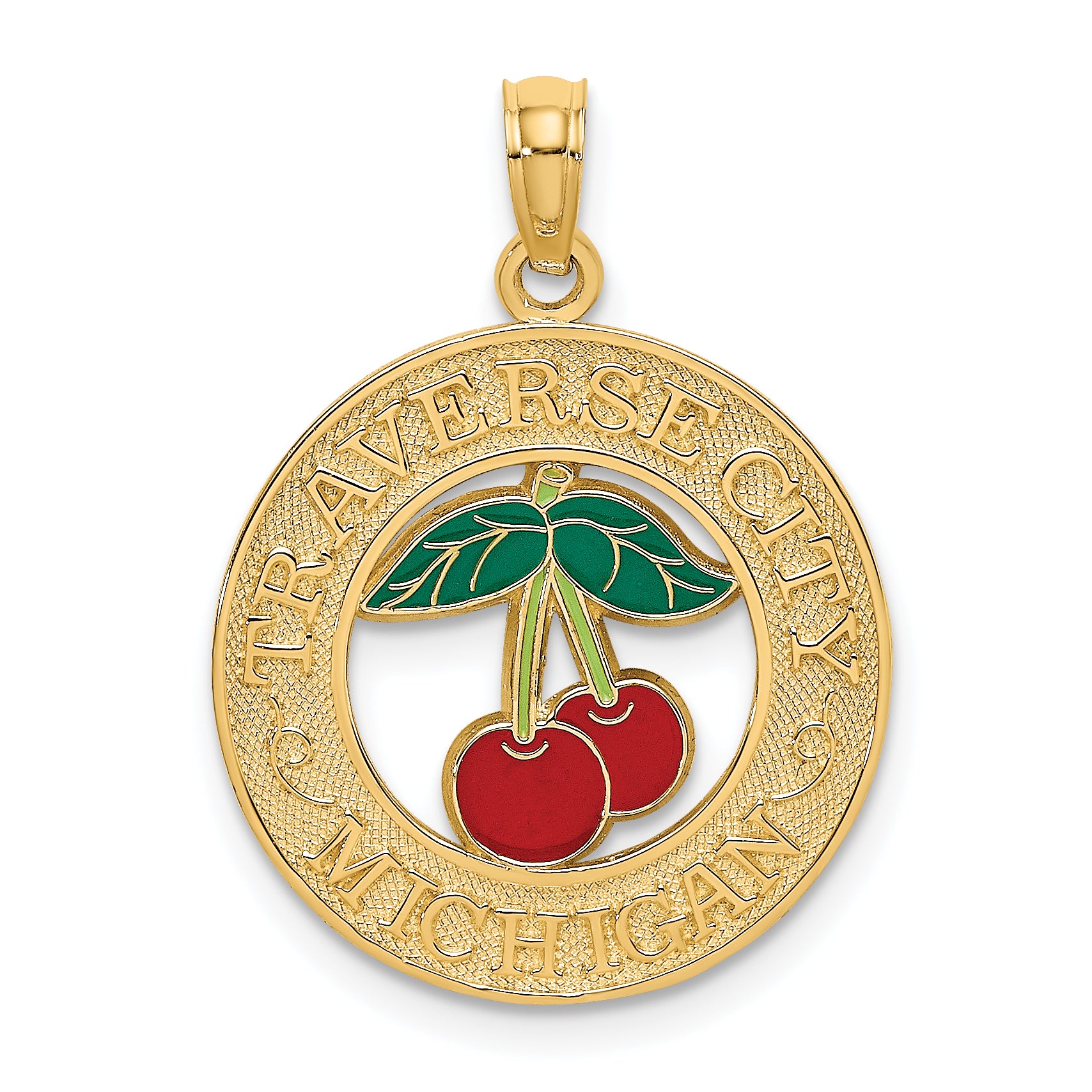 14K TRAVERSE CITY MI Enamel Cherry Charm Main image