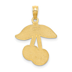 14K Cherries With Enamel Leaf Charm