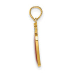 14K Enamel Red Delicious Apple W/Stem and Leaf Charm