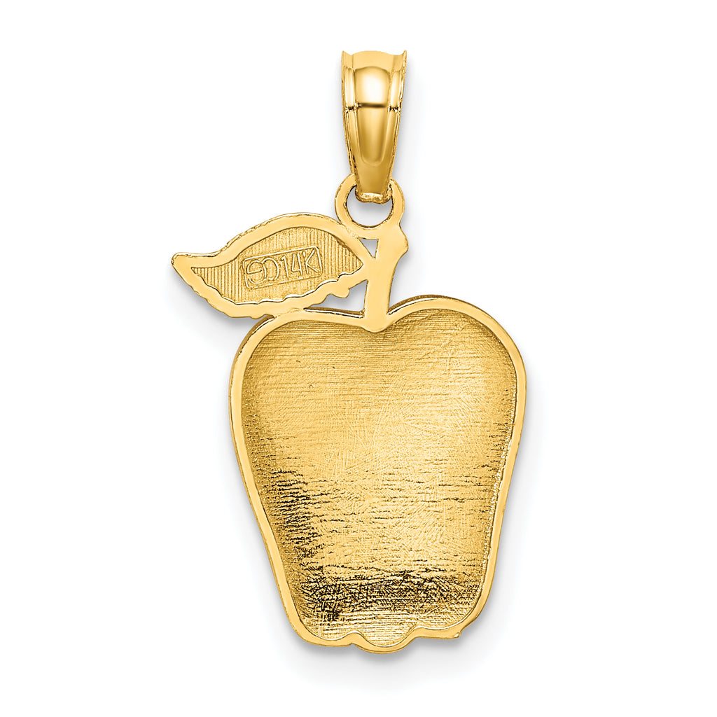 14K Enamel Red Delicious Apple W/Stem and Leaf Charm