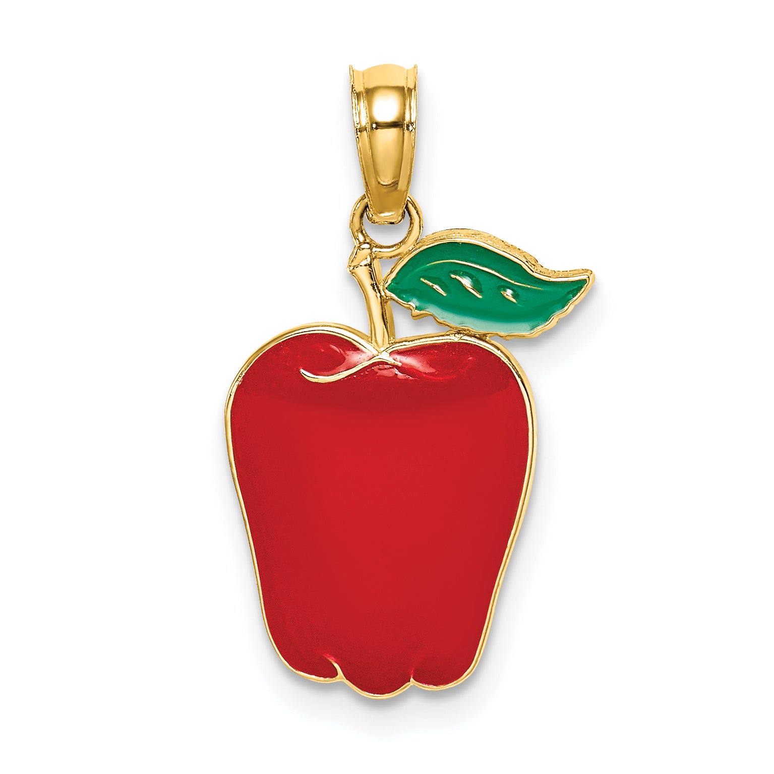 14K Enamel Red Delicious Apple W/Stem and Leaf Charm Main image