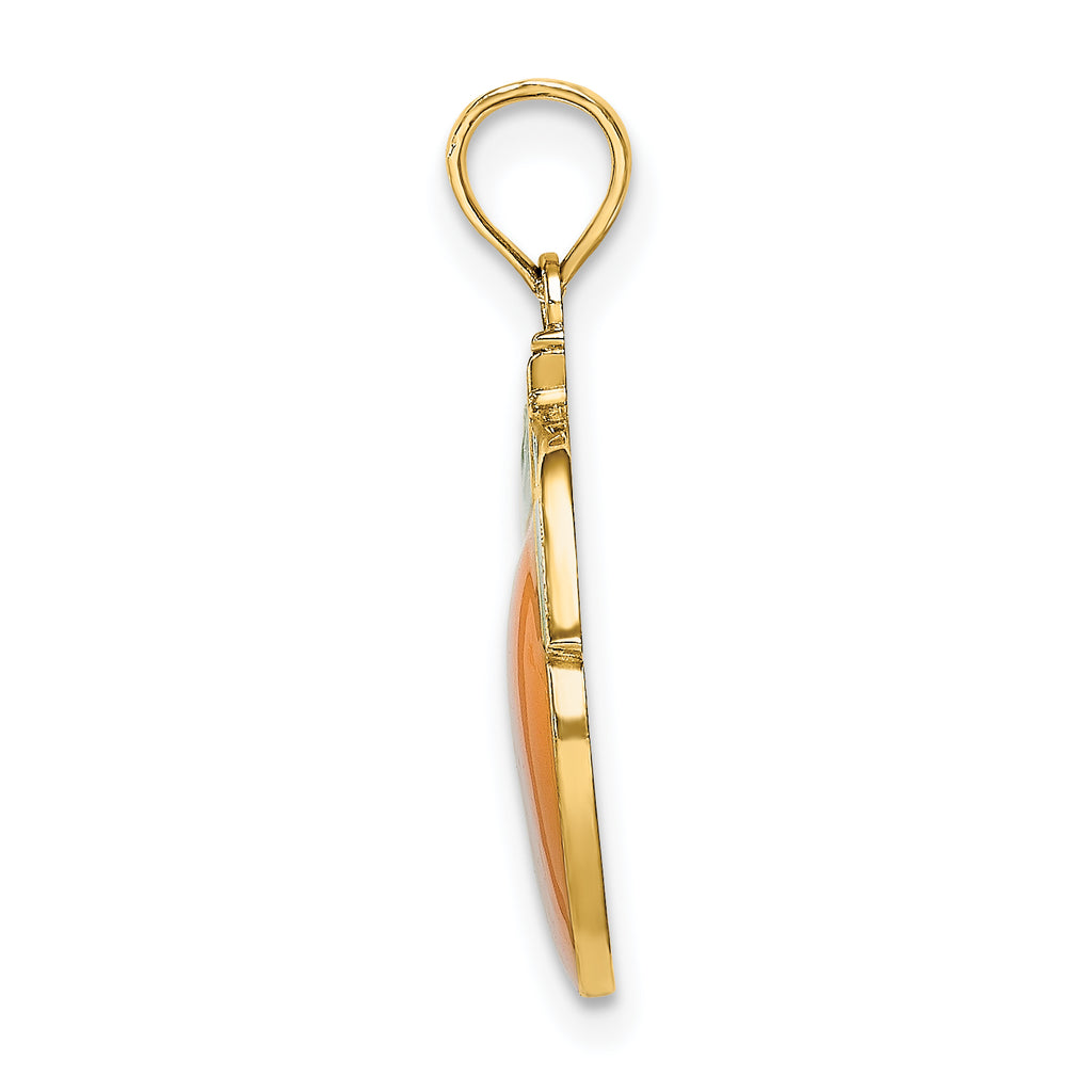 14K Enamel Orange W/Stem and Leaf Charm