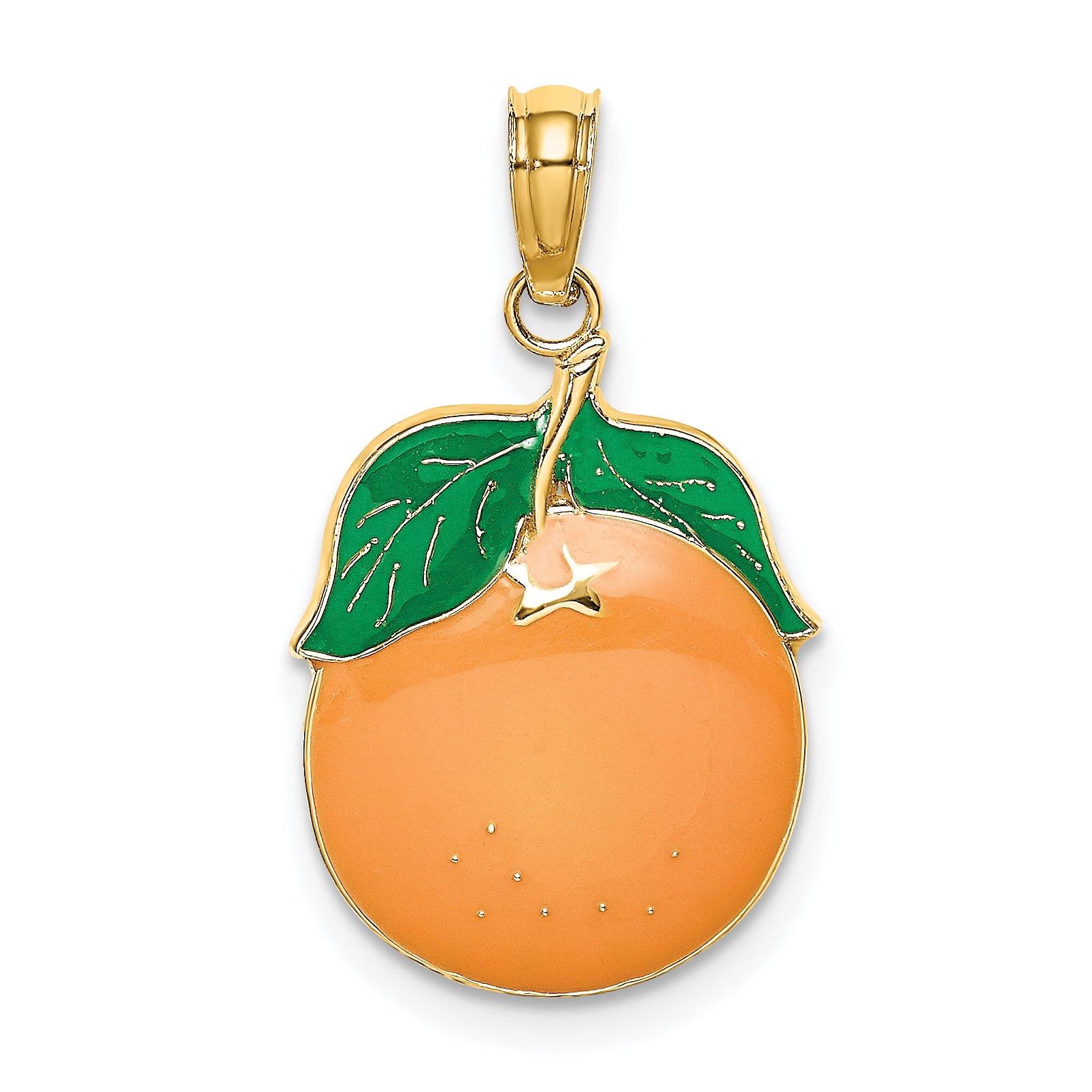 14K Enamel Orange W/Stem and Leaf Charm Main image