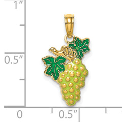 14K W/ Enamel Grapes W/ Stem and Leaf Charm