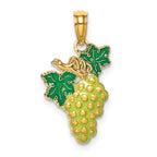14K W/ Enamel Grapes W/ Stem and Leaf Charm