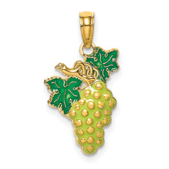 14K W/ Enamel Grapes W/ Stem and Leaf Charm