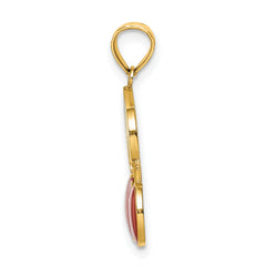 14K W/ Enamel Cherries With  Leaf Charm