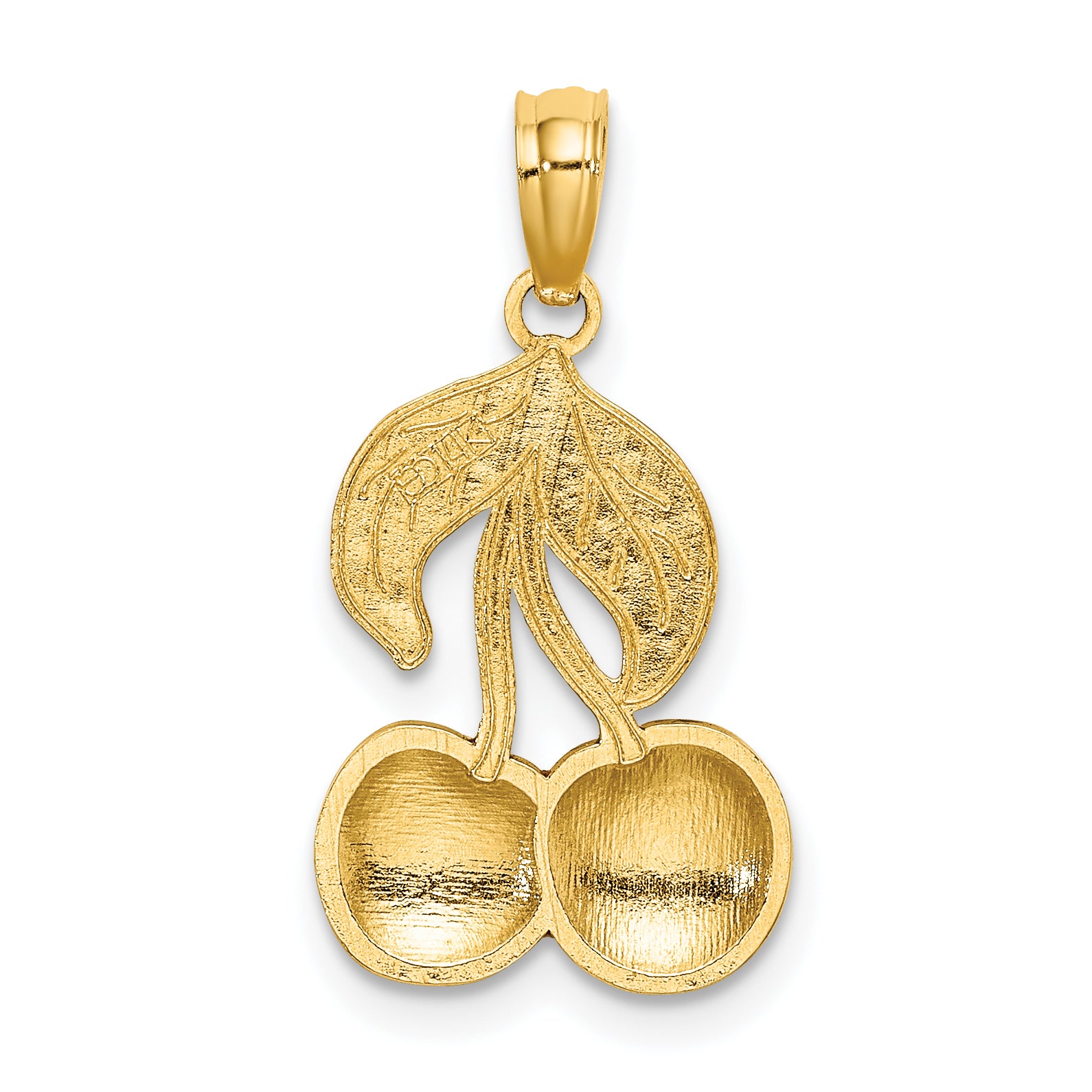 14K W/ Enamel Cherries With  Leaf Charm