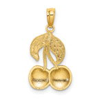 14K W/ Enamel Cherries With  Leaf Charm