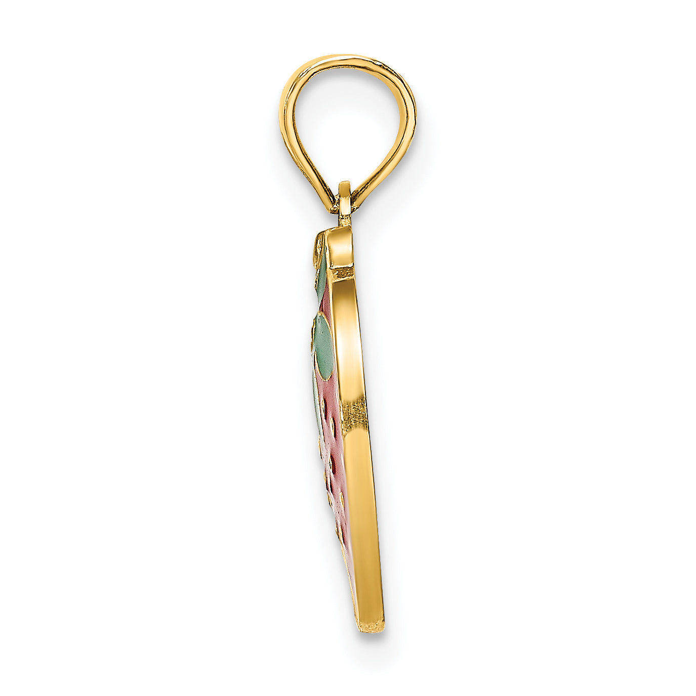 14K W/ Enamel Strawberry With Leaf Charm Secondary image