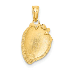 14K W/ Enamel Strawberry With Leaf Charm