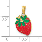 14K W/ Enamel Strawberry With Leaf Charm