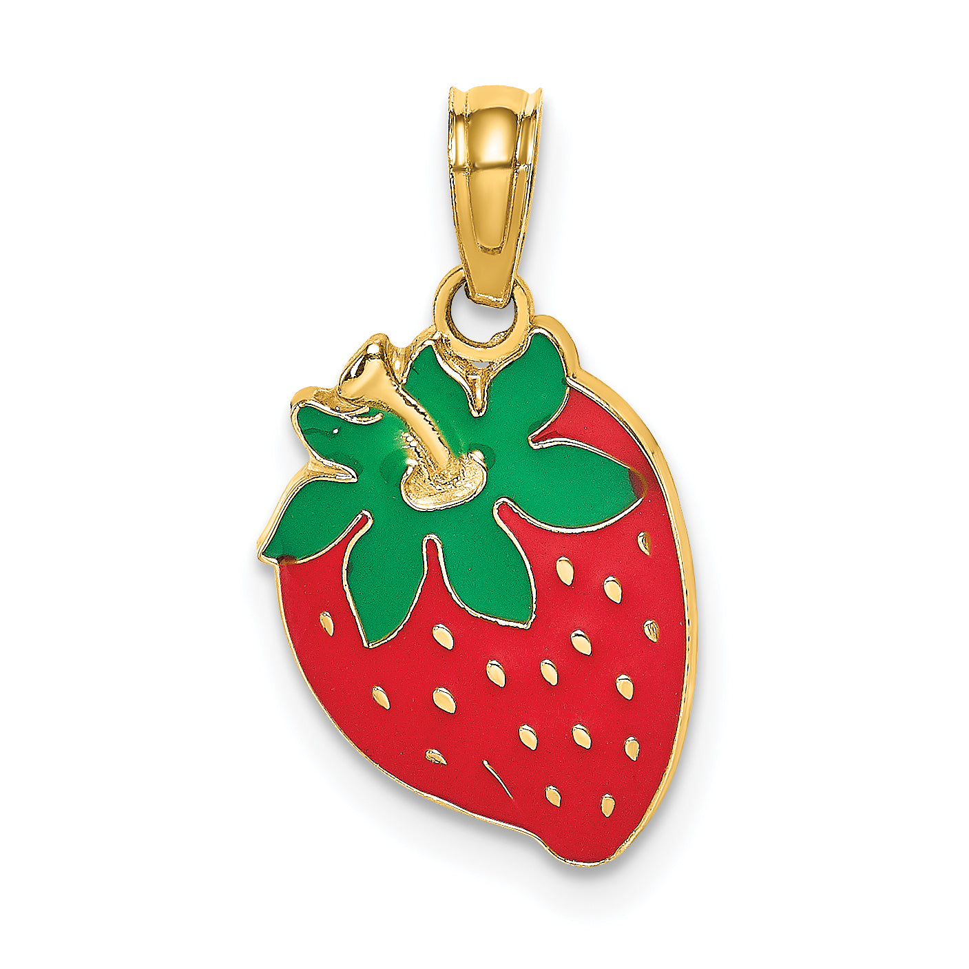 14K W/ Enamel Strawberry With Leaf Charm Main image