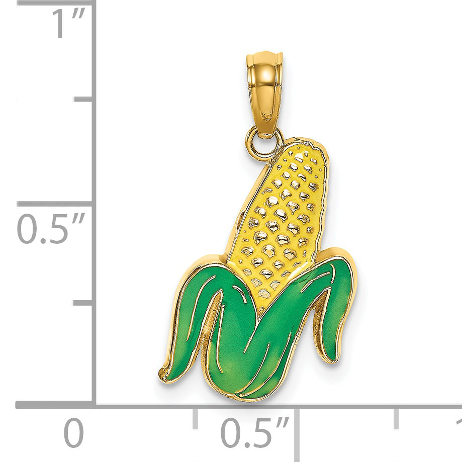 14K w/ Enamel Corn with Peeled Husk Charm