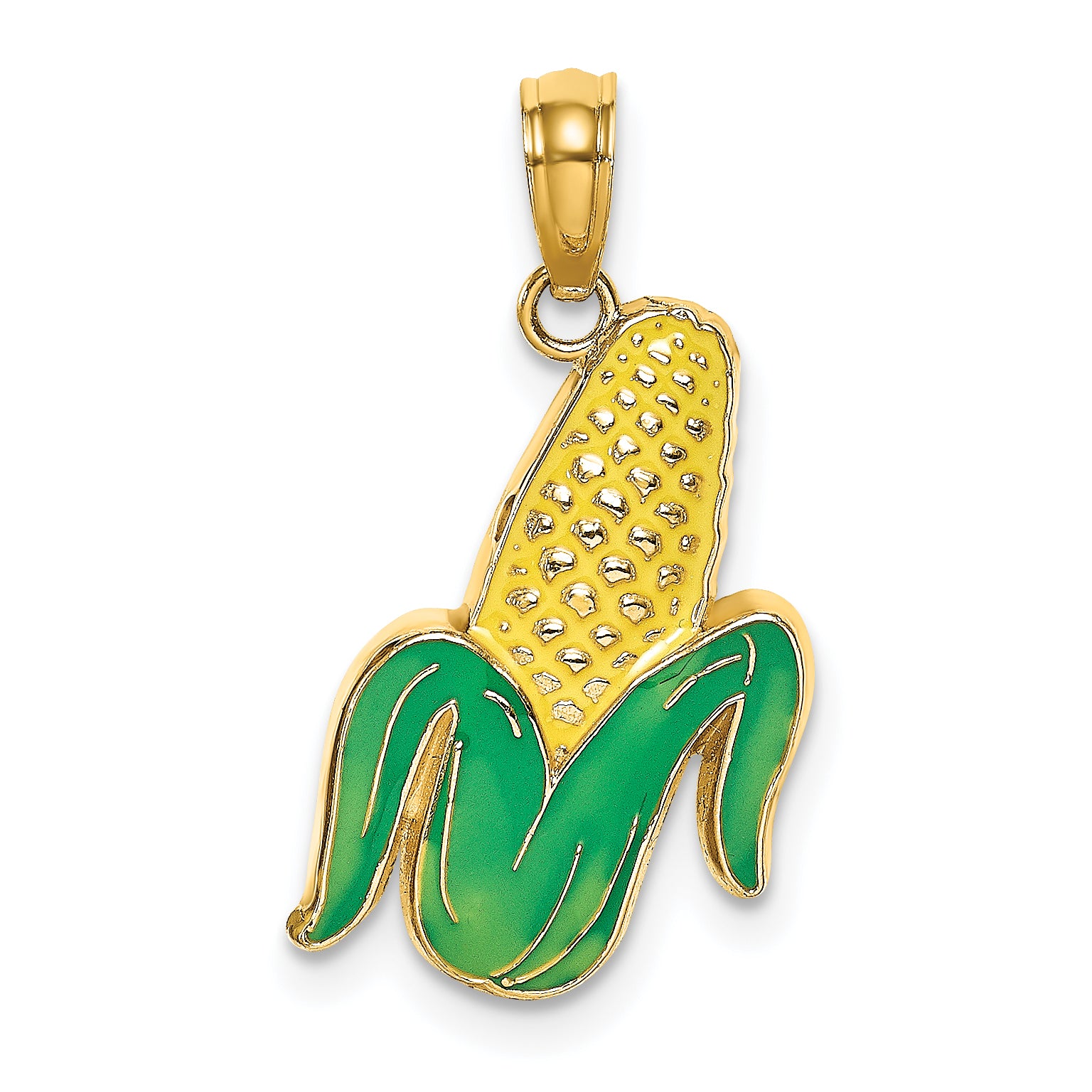 14K w/ Enamel Corn with Peeled Husk Charm