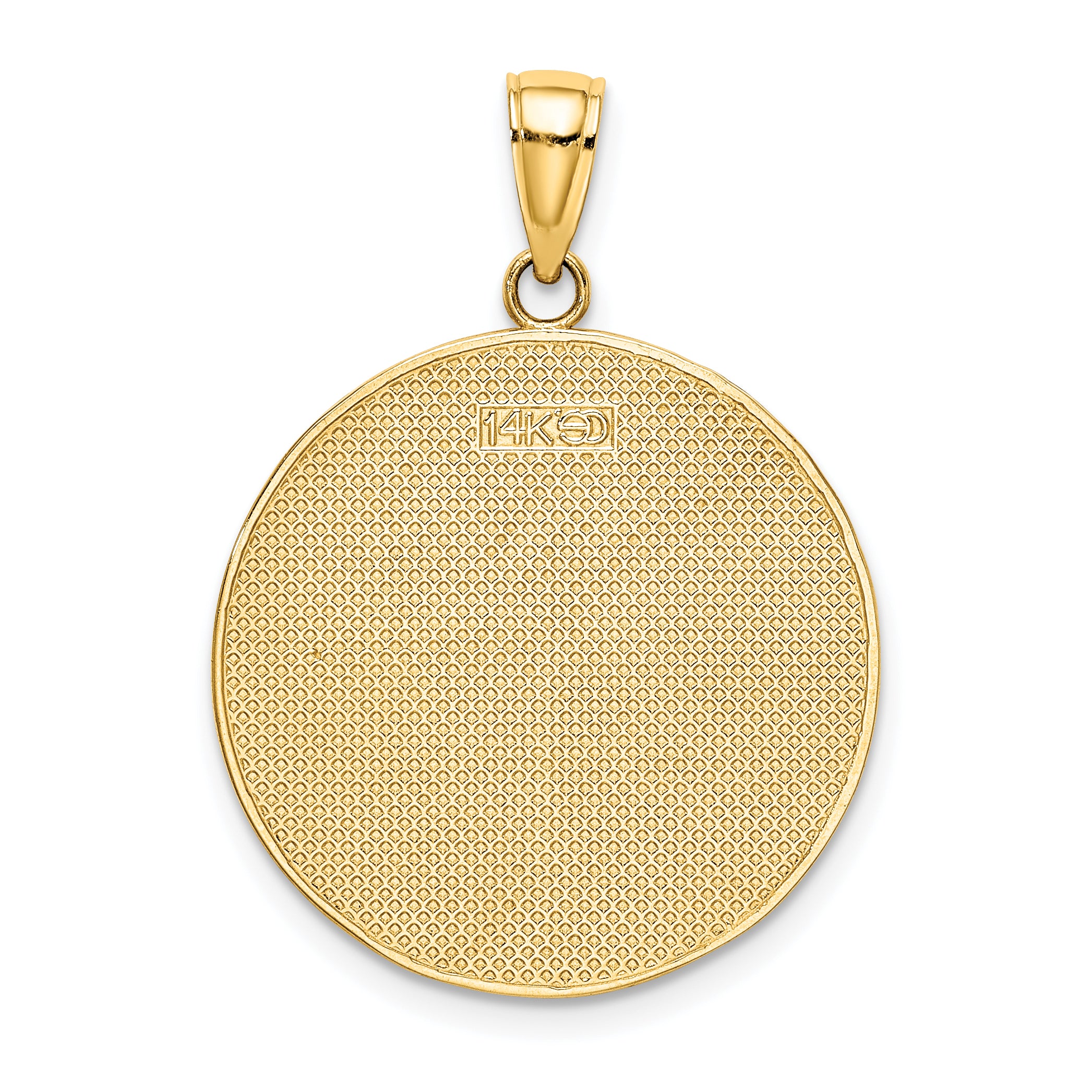 14K Enamel Beach Scene On Round Disc Charm
