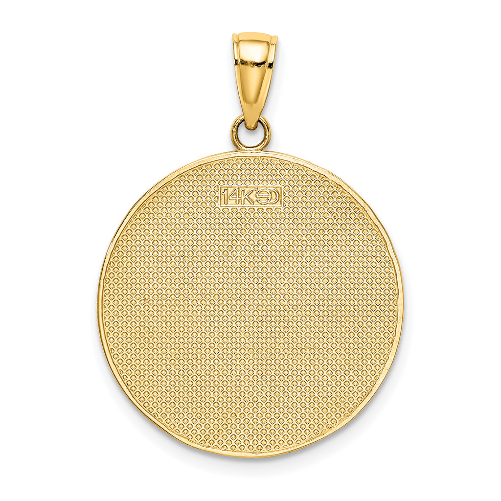 14K Enamel Beach Scene On Round Disc Charm