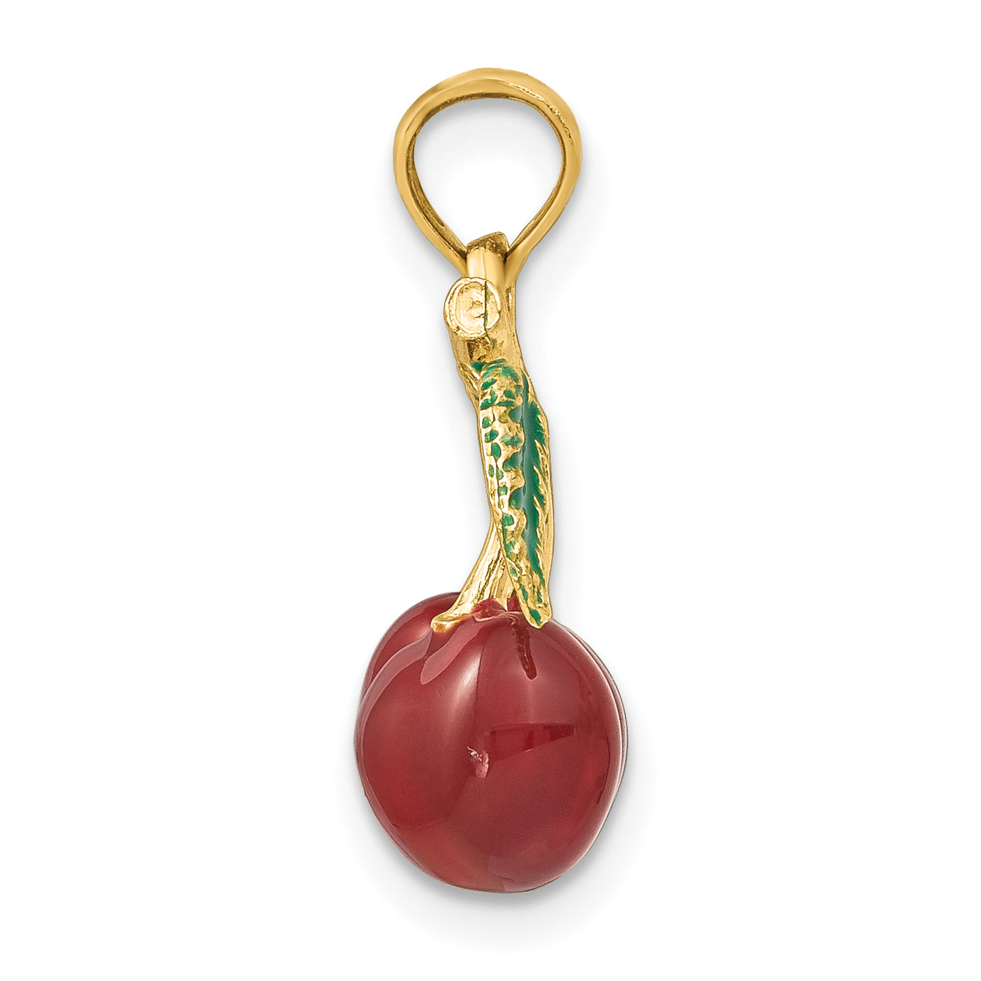 14K 3-D Enamel Cherries W/ Leaf Charm Secondary image
