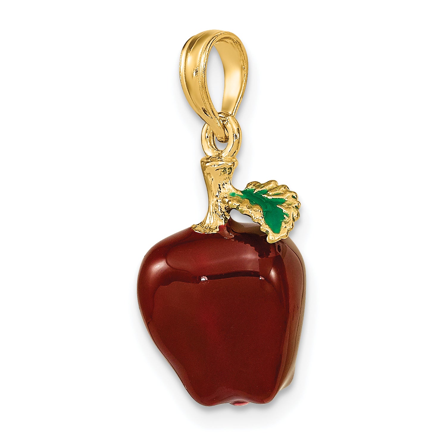 14K w/ Enamel 3-D Red Delicious Apple Charm