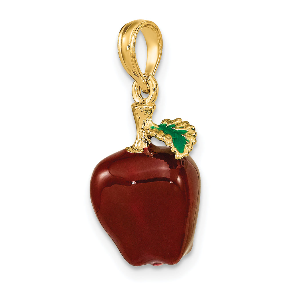 14K w/ Enamel 3-D Red Delicious Apple Charm