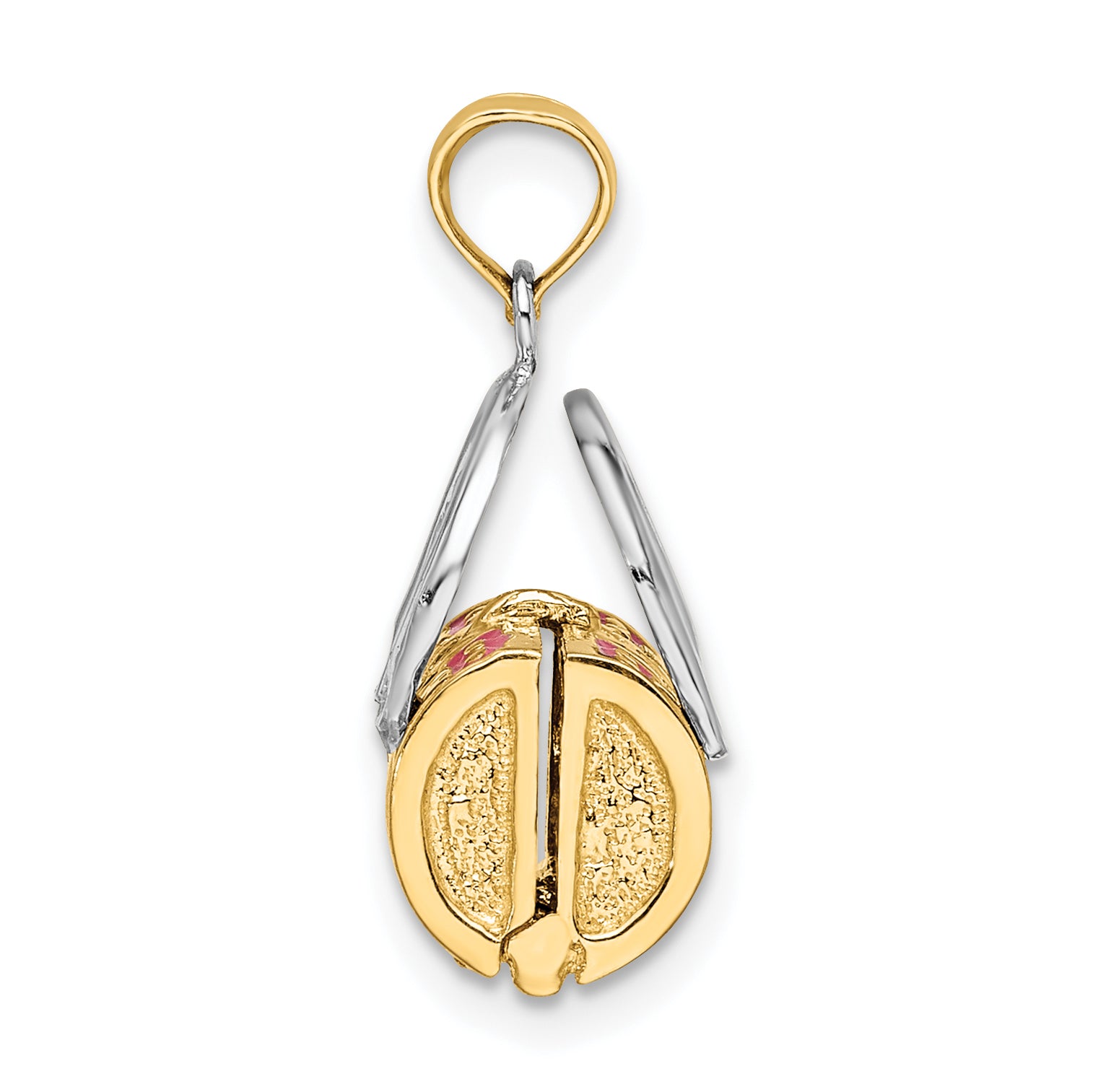 14K & Rhodium 3-D Pink Enameled Handbag Opens Charm Secondary image