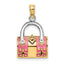 14K & Rhodium 3-D Pink Enameled Handbag Opens Charm