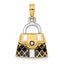 14K & Rhodium 3-D Black Opens Quilted Handbag Charm