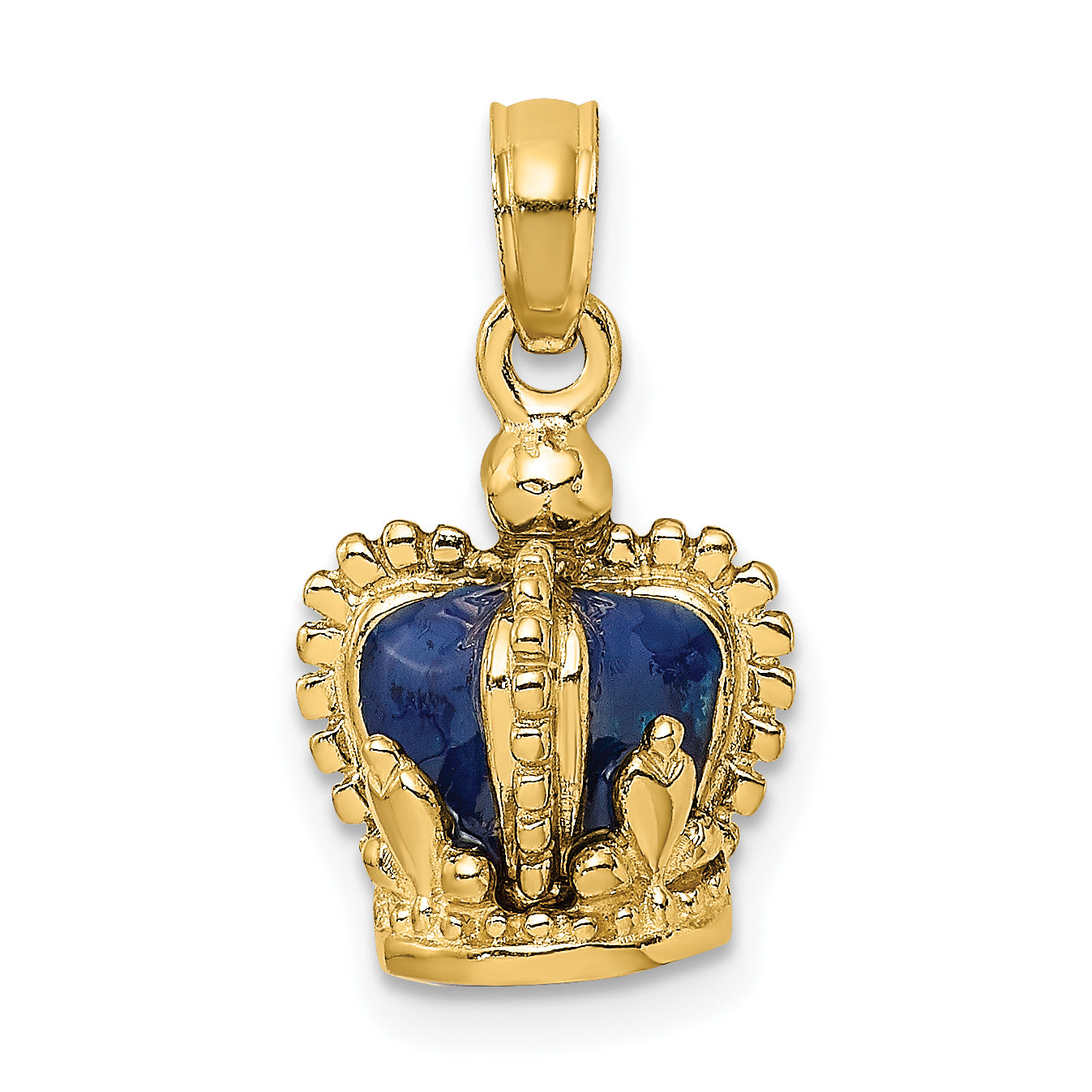 14K 3-D w/ Blue Enamel Inside Crown Charm