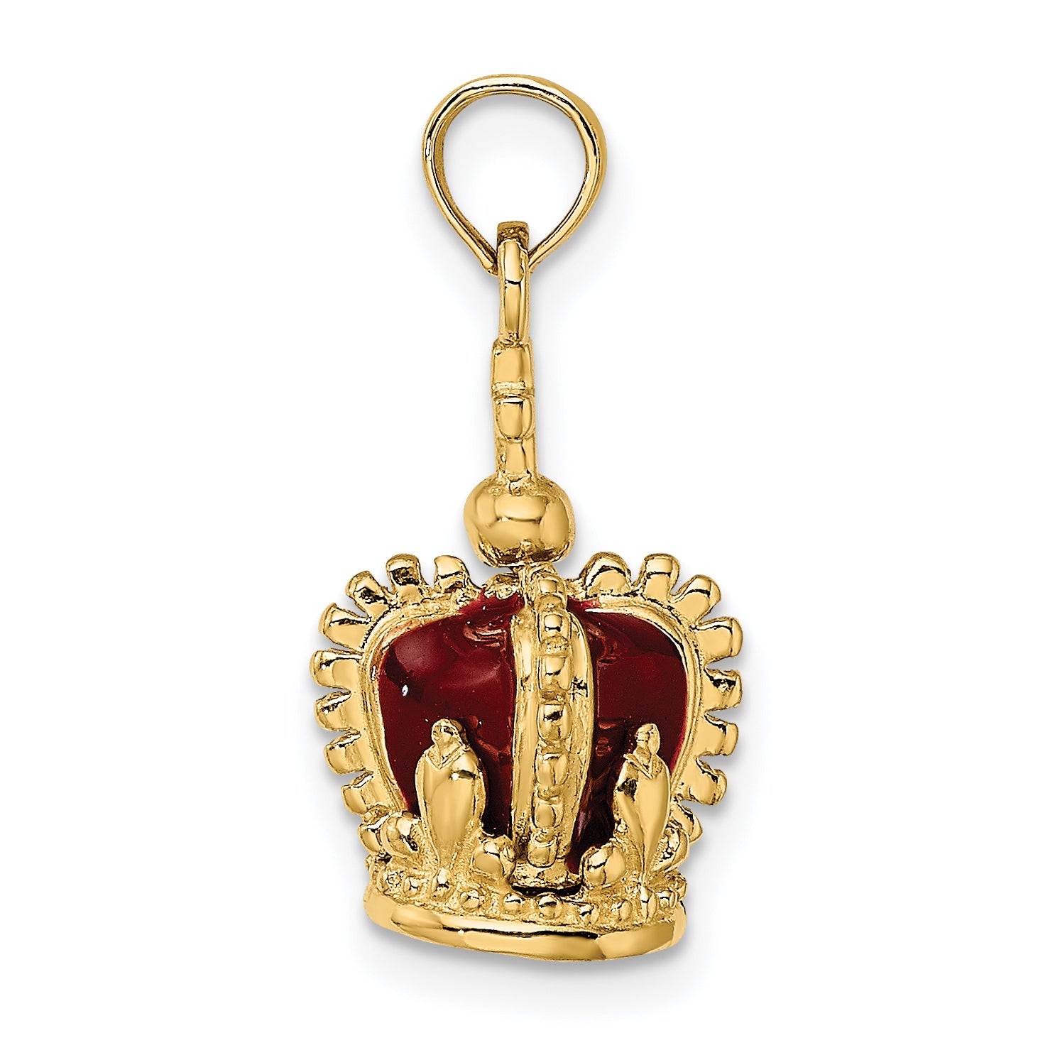 14K 3-D w/ Red Enamel Inside Crown w/ Cross On top Charm Secondary image