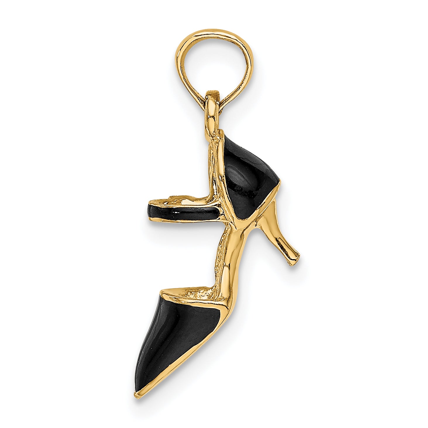 14K 3-D Black Enamel Closed Toe High Heel Charm Secondary image
