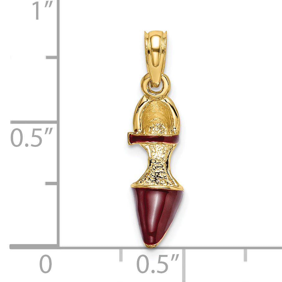 14K 3-D Maroon Enamel Closed Toe High Heel Charm
