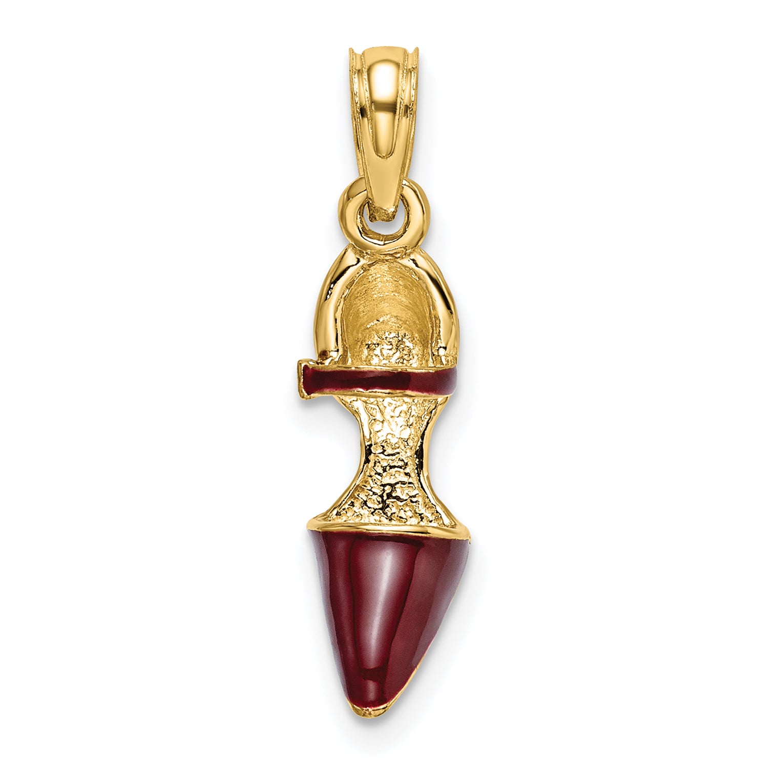 14K 3-D Maroon Enamel Closed Toe High Heel Charm Main image