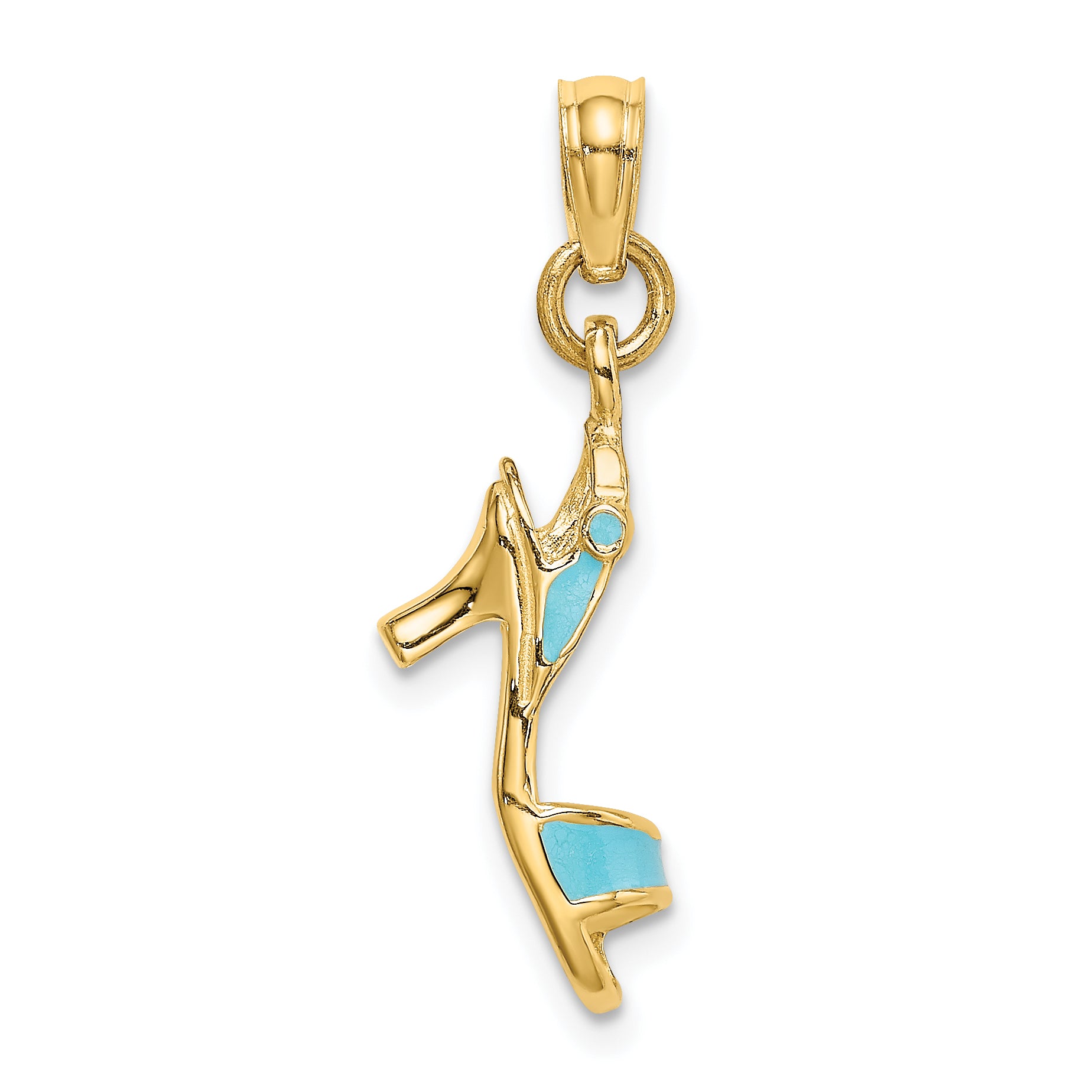 14K 3-D Aqua Enamel Open Toe High Heel Charm Main image