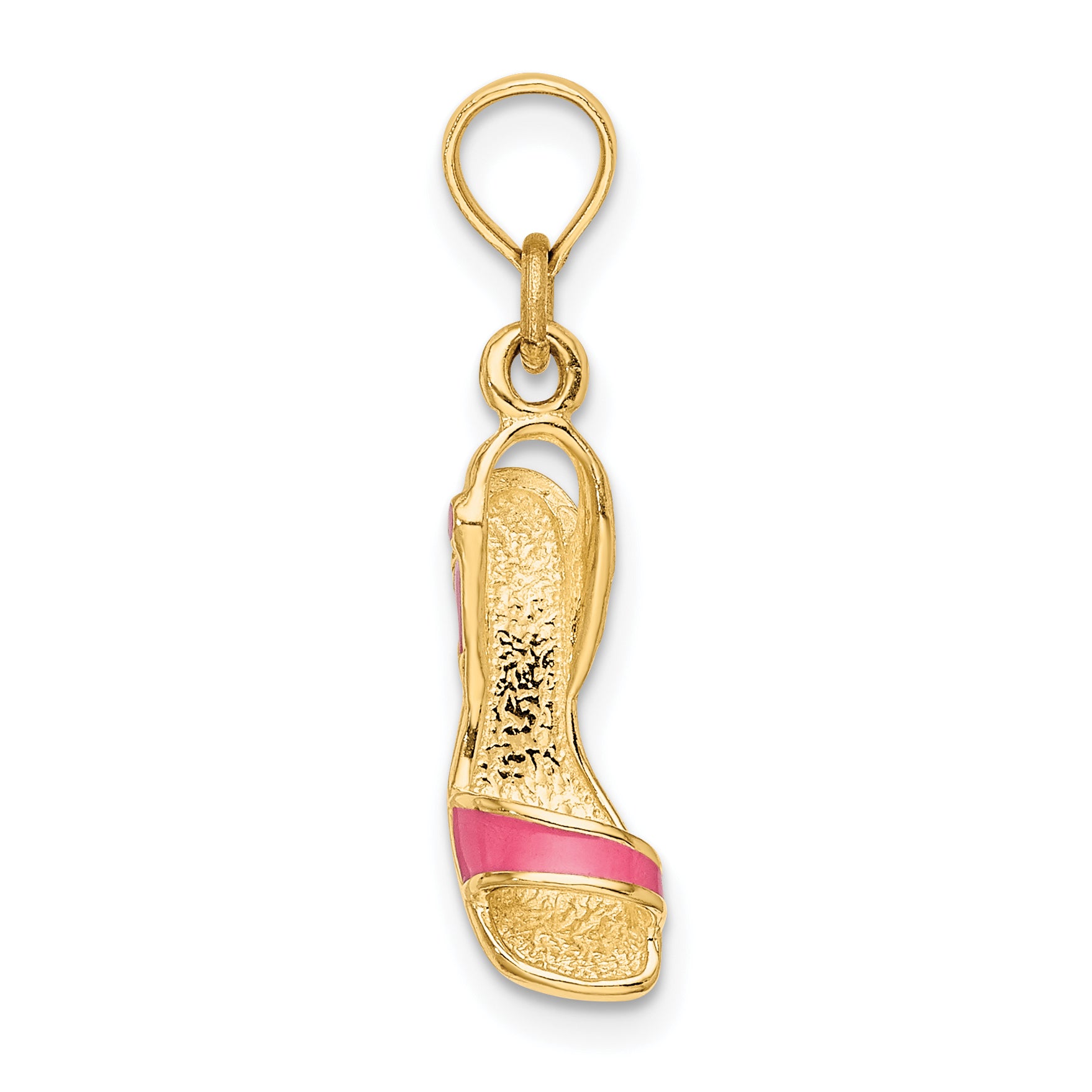 14K 3-D Pink Enamel Open Toe High Heel Charm Secondary image