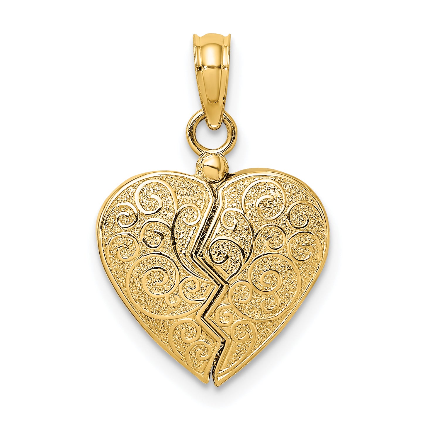 14K 3-D Reversible Heart Opens Charm