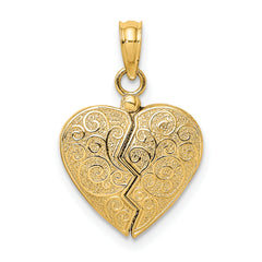 14K 3-D Reversible Heart Opens Charm