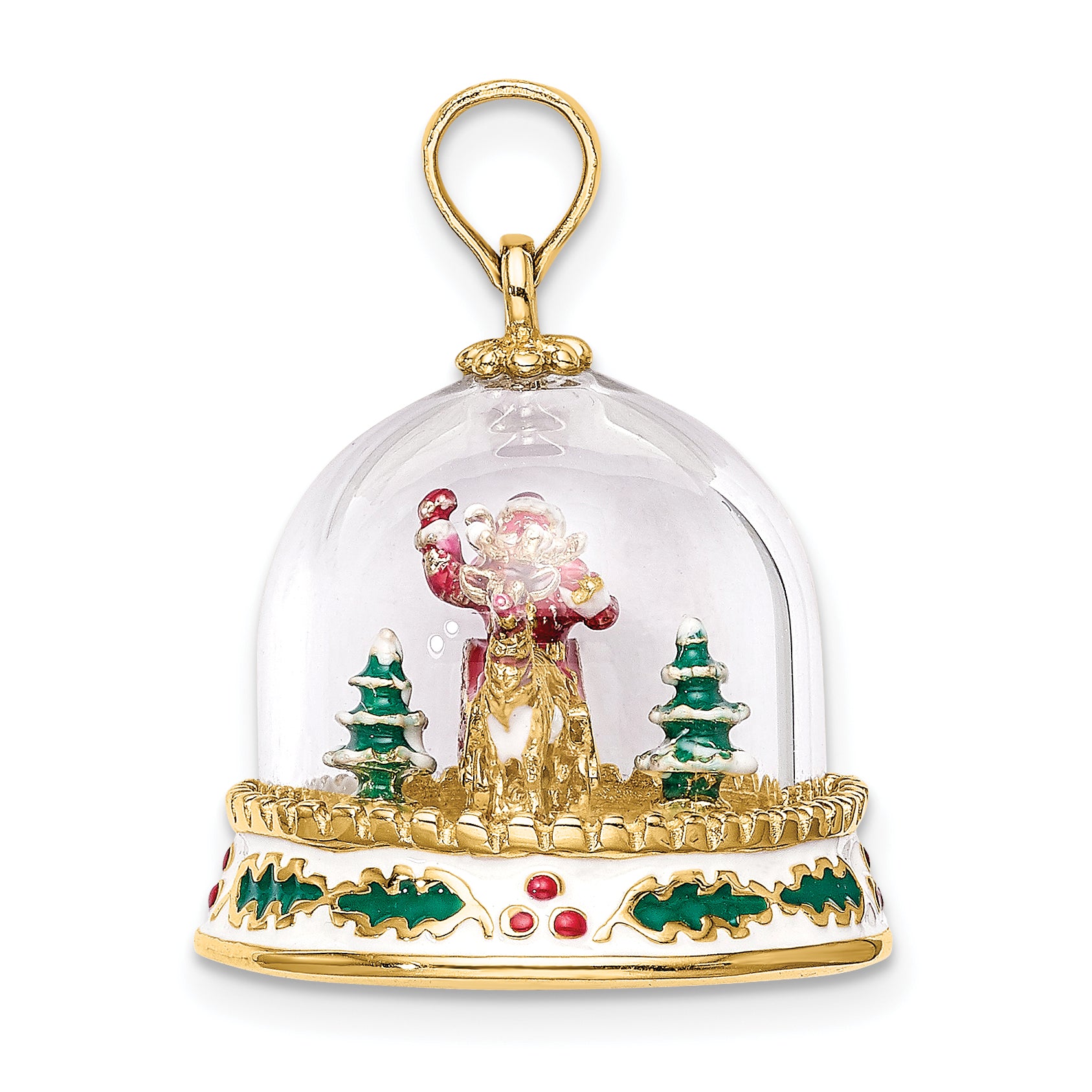 14K 3-D Enameled Christmas Snow Globe Charm Secondary image