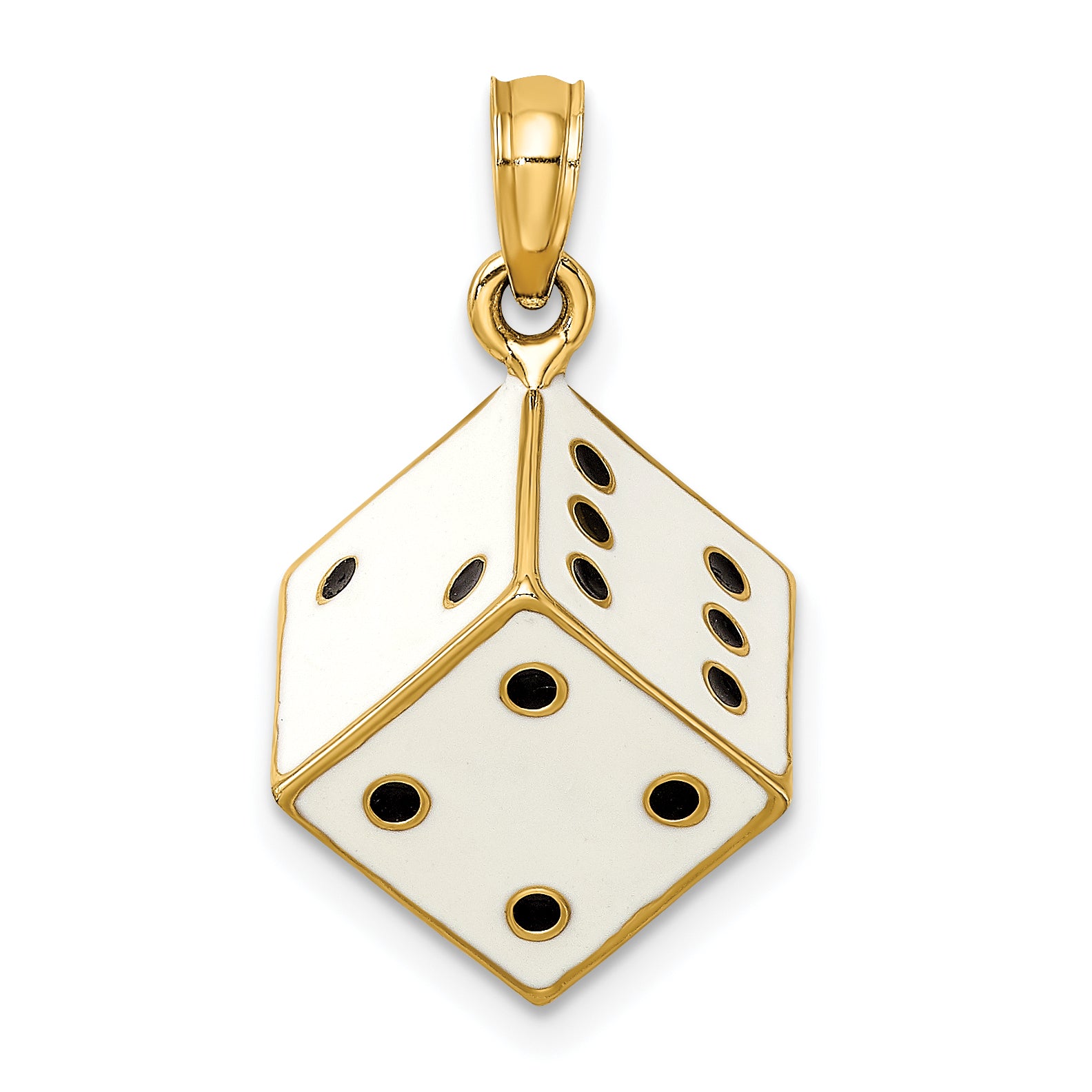14K 3-D Enamel Dice Charm
