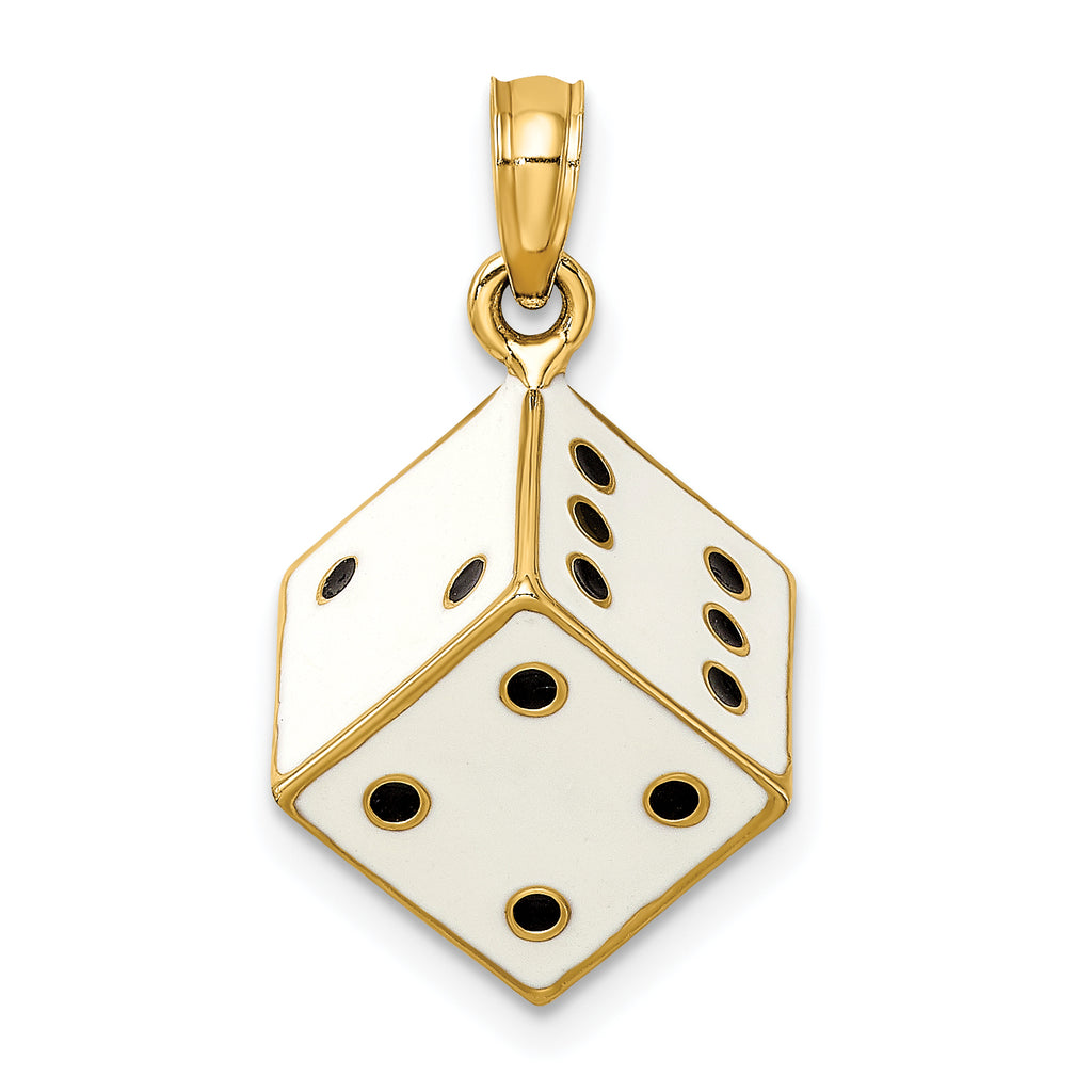 14K 3-D Enamel Dice Charm