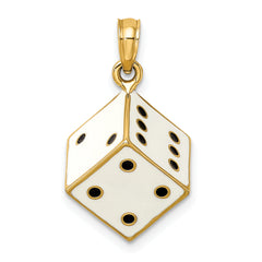 14K 3-D Enamel Dice Charm